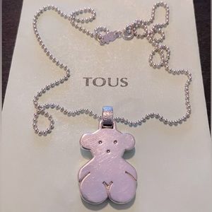 TOUS Medium Silver Sweet Dolls Bear Pendant and Medium TOUS Chain in Silver